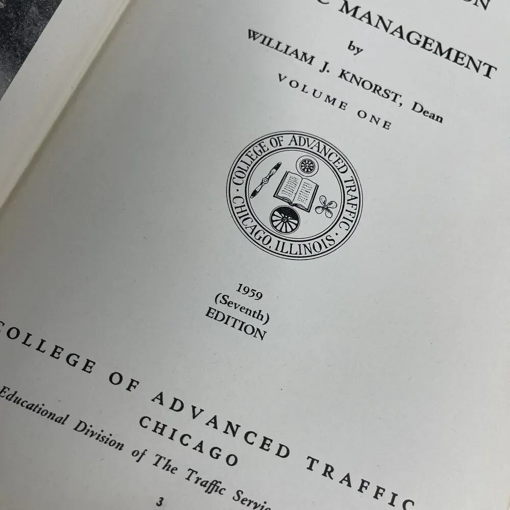 1959 Transportation And‎ Traffic Management By Knorst Vol.1 Chicago Illinois 7th